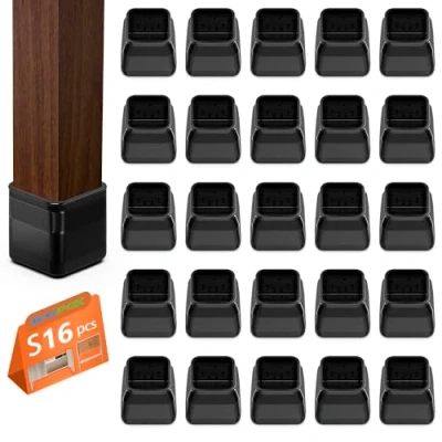 Afbeelding van Set van 16 vloerbeschermkappen voor stoelen, rechthoekig, met vilt, transparante siliconen, ter bescherming vloeren, klein (20 30 mm)