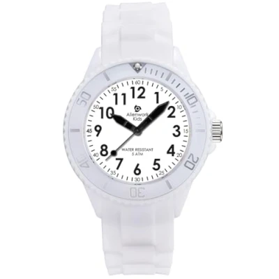 Afbeelding van Alienwork Kids Educatief Horloge Leer de Tijd Kinderen Jongen Meisje Leertijd Waterdicht 5 ATM, Helder/wit/zwart/wit/witte siliconen band, riem