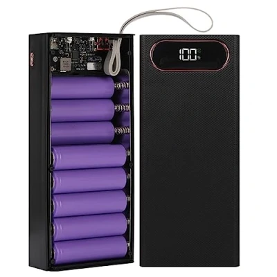 Afbeelding van Cuifati 16 externe batterijbehuizingen, 2 USB uitgangen, doe het zelf powerbank, kunststof behuizing met lcd display, batterijbehuizing, drie Micro/Type C ingangen, klein en licht