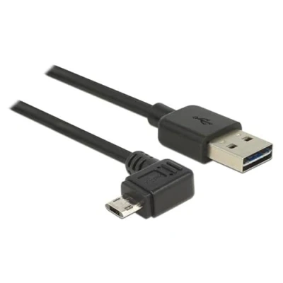 Afbeelding van Easy Micro USB haaks (links/rechts) naar A kabel USB2.0 tot 2A / zwart 1 meter
