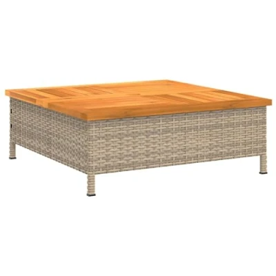 Afbeelding van Tuintafel 70x70x25 cm poly rattan en acaciahout beige