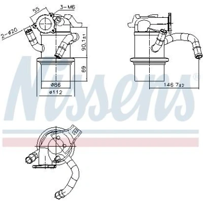 Afbeelding van NISSENS 989422 EGR koeler Zonder onderdruk Bypass AUDI: A3 Saloon, Sportback, VOLKSWAGEN: Golf 7, 7 Variant