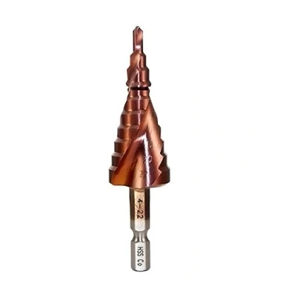 Afbeelding van Mengshen 4 22 mm boor, HSS M35 kobalt, trapboor, spiraalgroef, zeskantschacht, multifunctioneel boorgereedschap, gatensnijder, snijden, verbreden, PVC plaat, houtbewerking