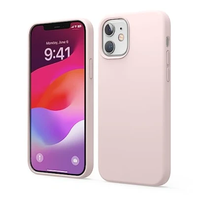 Afbeelding van elago Hoesjes van vloeibare siliconen compatibel met iPhone 12 en Pro (6,1 inch), premium beschermhoes, volledige bescherming, schokbestendig, 3 structuur (roze)