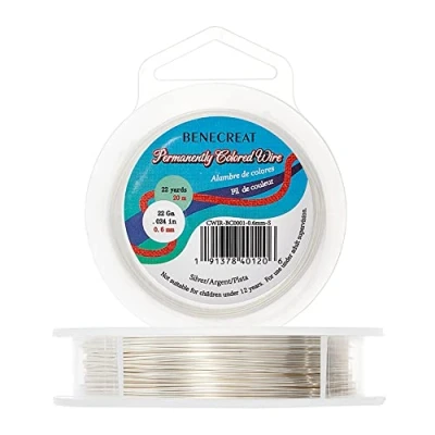 Afbeelding van BENECREAT Aanslagbestendige zilverdraad, 22 gauge (0,6 mm), koperdraad voor het maken van sieraden, 20 m