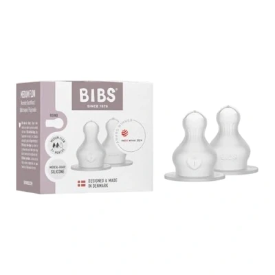 Afbeelding van BIBS Flesspeen Rond Medium Flow 2 Pack Silicone