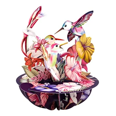 Afbeelding van Wenskaart Pirouettes 3D SPS047B Hummingbirds (Blush)