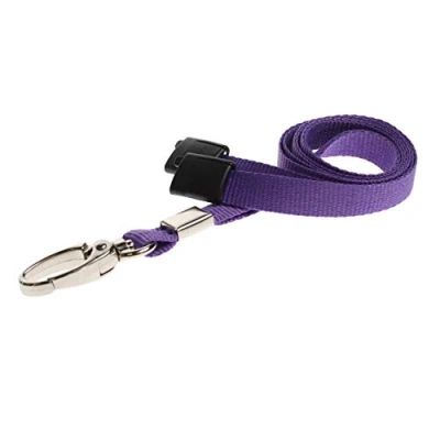 Afbeelding van ALG ID Cards® Effen handlus met veiligheidsopening paars koord metalen clip voor identiteitskaarthouders (paars koord)
