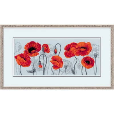 Afbeelding van Scarlet Poppies / Klaprozen Aida Borduurpakket Riolis