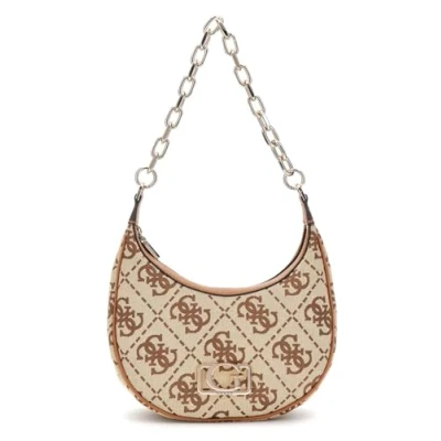 Afbeelding van Guess Circe HOBO Shoulder BAG Handtas, Dames, Maat: One Size, Latte logo