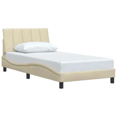 Afbeelding van vidaXL Bedframe met hoofdbord stof crèmekleurig 100x200 cm