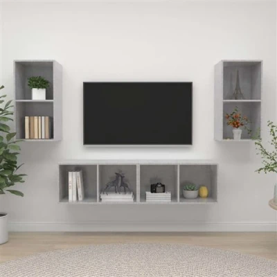 Afbeelding van vidaXL Tv wandmeubelen 4 st bewerkt hout betongrijs