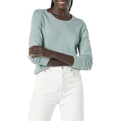 Image de Amazon Essentials Chandail léger à manches longues et encolure ras du cou pour femme (disponible en grande taille), vert sauge chiné, taille M