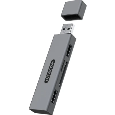 Afbeelding van Sitecom Usb Kaartlezer Met 2 aansluitingen Zilver / Zwart (md 10130)