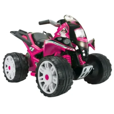 Afbeelding van INJUSA Elektrische quad The Beast voor kinderen van 2 tot 4 jaar accu 12 V gaspedaal achteruit brede wielen met rubberen strips snelheid 6 km/u roze