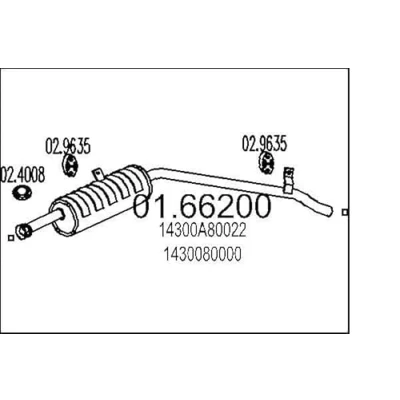 Afbeelding van MTS 01.66200 Einddemper 1250 SUZUKI: SJ 410 Off Road Convertible, Samurai