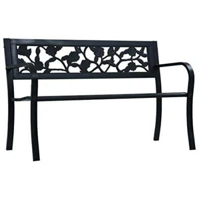 Afbeelding van vidaXL Tuinbank, 125 cm, zwart, staal