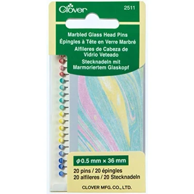 Afbeelding van Clover Kopspelden van gemarmerd glas, 20 stuks