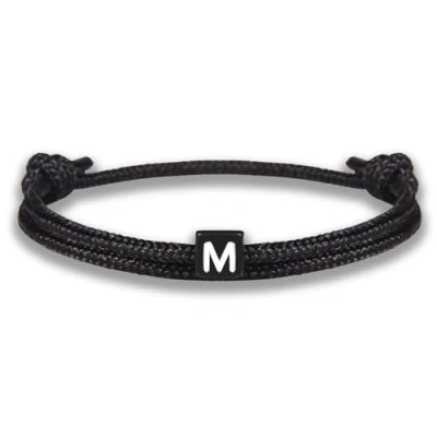 Afbeelding van GD GOOD.designs EST. 2015 touw armband met letters, zwarte vriendschapsarmband, verstelbaar, 0 24 cm, perfect cadeau voor koppels, Polyester