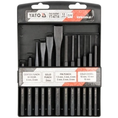 Afbeelding van YATO YT 4714 Beitel en ponsset 100,120,140,150 12 Chroom vanadium staal