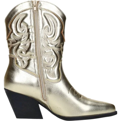 Afbeelding van SUB55 Western boots Enkellaarsjes Hak goudkleur Maat 37