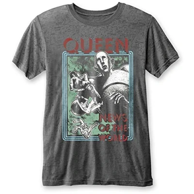 Afbeelding van Queen News Of The World Heren T shirt L Grijs