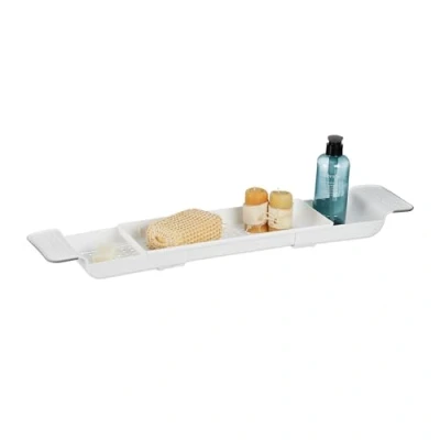 Afbeelding van Relaxdays badplank uitschuifbaar kunststof 55,5 78 cm badrekje badkuip antislip