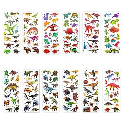 Afbeelding van SAVITA dinosaurus 3D stickers voor kinderen (300 stuks en meer), stickers, 24 vellen beloning, plakboek, verjaardagsfeest, thema
