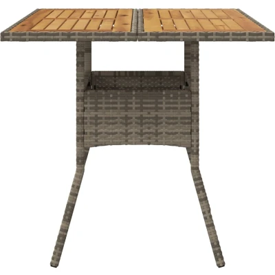 Afbeelding van Tuintafel met acaciahouten blad 80x80x75 cm poly rattan grijs