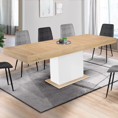 Image de Table à manger extensible EDEN 6 10 personnes bois et blanc 160 200 cm