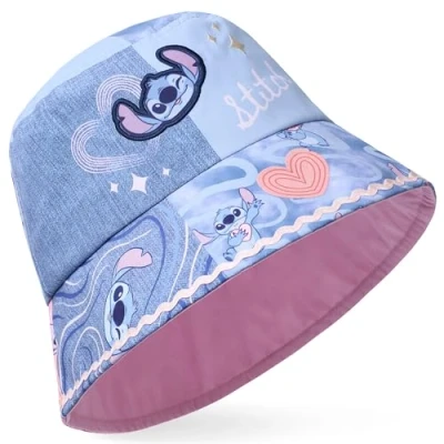 Afbeelding van Disney Lilo en Stitch vissershoed voor kinderen, meisjes, zomer, vakantie, strand, Roze/blauw niet omkeerbaar