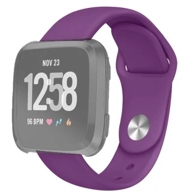 Afbeelding van Fitbit Versa 1 / 2 &amp; Lite siliconen bandje Maat: Large Donkerpaars