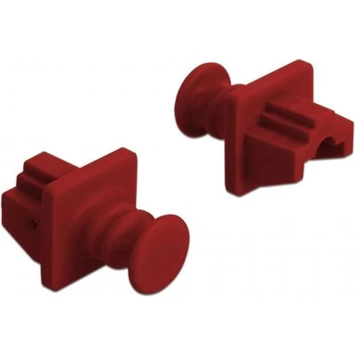 Afbeelding van RJ45 (m) afsluitcovers voor (v) poorten met ronde greep 10 stuks / rood