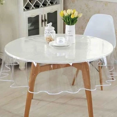 Afbeelding van A2ZWORLD Transparant pvc tafelkleed, gelamineerd waterdicht, rechthoekig of rond, beschermfolie van pvc, wasbaar, (diameter 140 cm)