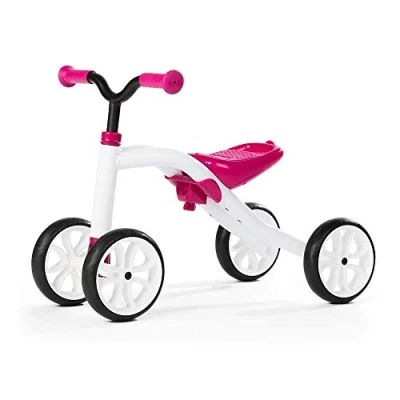 Afbeelding van Chillafish Quadie: loopfiets, vierwieler voor kinderen van 1 tot 3 jaar, loopfiets met verstelbare zitting zonder gereedschap en 4 geruisloze wieltjes om binnen buiten te spelen, roze