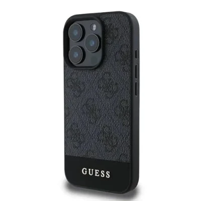 Afbeelding van Guess 4G Bottom Stripe Hoesje Geschikt voor Apple iPhone 16 Pro Max Back Cover Zwart