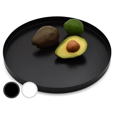 Afbeelding van Decoratief dienblad rond Ø 30 cm Design decoratieve plaat en van metaal (mat zwart)