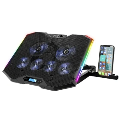 Afbeelding van EMPIRE Gaming Guardian S C100 Laptop RGB Koeler 6 ventilatoren LCD Controller 5 instelbare hoogtes Compatibel met 12&quot; tot 17&quot; Afneembare houder