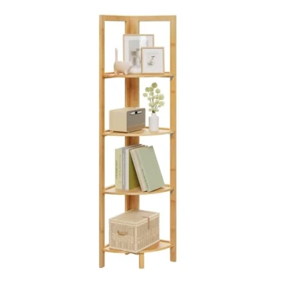 Afbeelding van WOLTU Staande rek, badkamerrek, keukenrek, hoekrek, bamboe, 4 planken, naturel RG9254br