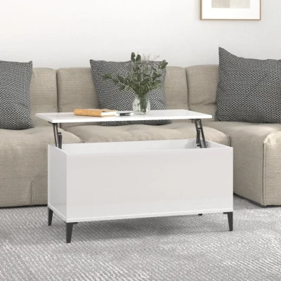 Afbeelding van Salontafel 90x44,5x45 cm bewerkt hout hoogglans wit
