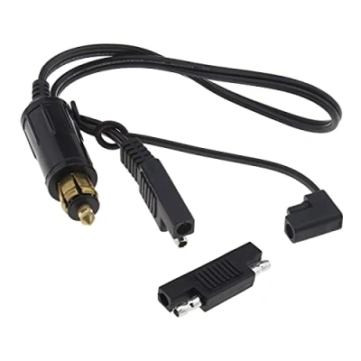 Afbeelding van eMagTech Powerlet DIN Hella 12 24 V naar SAE 18 AWG adapter met snelsluiting stofplug en ontkoppeling, compatibel BMW Moto sigarettenaansteker