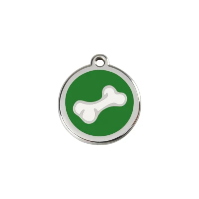 Afbeelding van Comic Bone Green roestvrijstalen hondenpenning small/klein dia. 2 cm RedDingo
