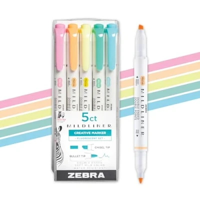Afbeelding van Zebra mildliner set 5 stuks fluorescent