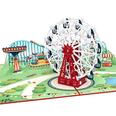 Afbeelding van papercrush® Pop up kaart pretpark met groot wiel, 3D verjaardagskaart voor kinderen achtbaan, reisbon Wenen (Wenen Prater), geldcadeau of voucher