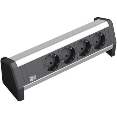 Image de Bachmann DESK 1 Coupe circuit CA 230 V entrée : GST18 connecteurs de sortie 4 Allemagne noir, aluminium anodisé