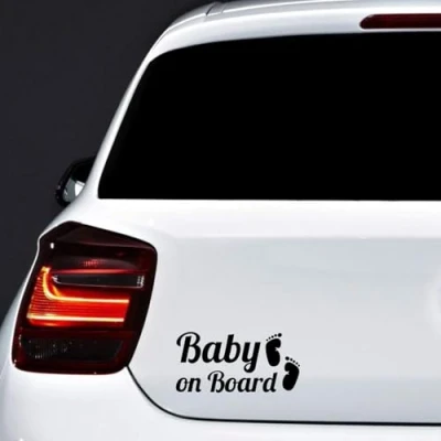 Afbeelding van Autodomy baby on Board Sticker aan boord voeten in auto 2 stuks voor (zwart)