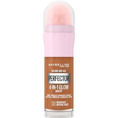 Image de Maybelline New York Instant Anti Age Perfector 4 in 1 Glow Medium Deep Base de teint, cernes, BB crème, Fond teint et Illuminateur en un Brun 20 ml