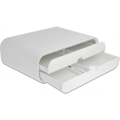 Afbeelding van DeLOCK ergonomische monitor standaard/verhoger met 2 lades M / wit