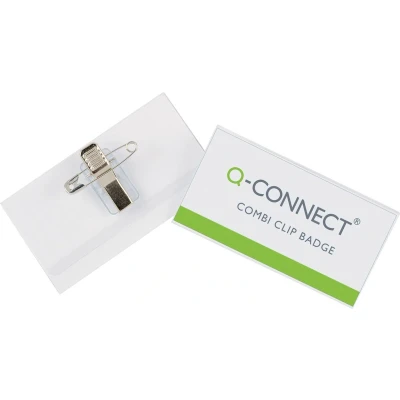 Afbeelding van Q CONNECT badge met combiklem 90 x 54 mm
