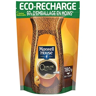 Image de Maxwell House Grain entier Café Soluble Qualité Filtre Eco recharge 180G